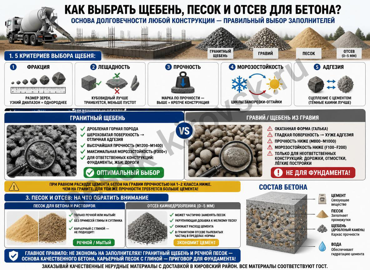 Выбор заполнителя для бетона