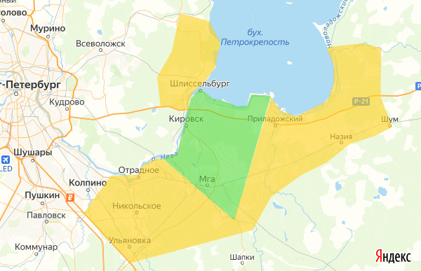 Зона доставки Кировский район